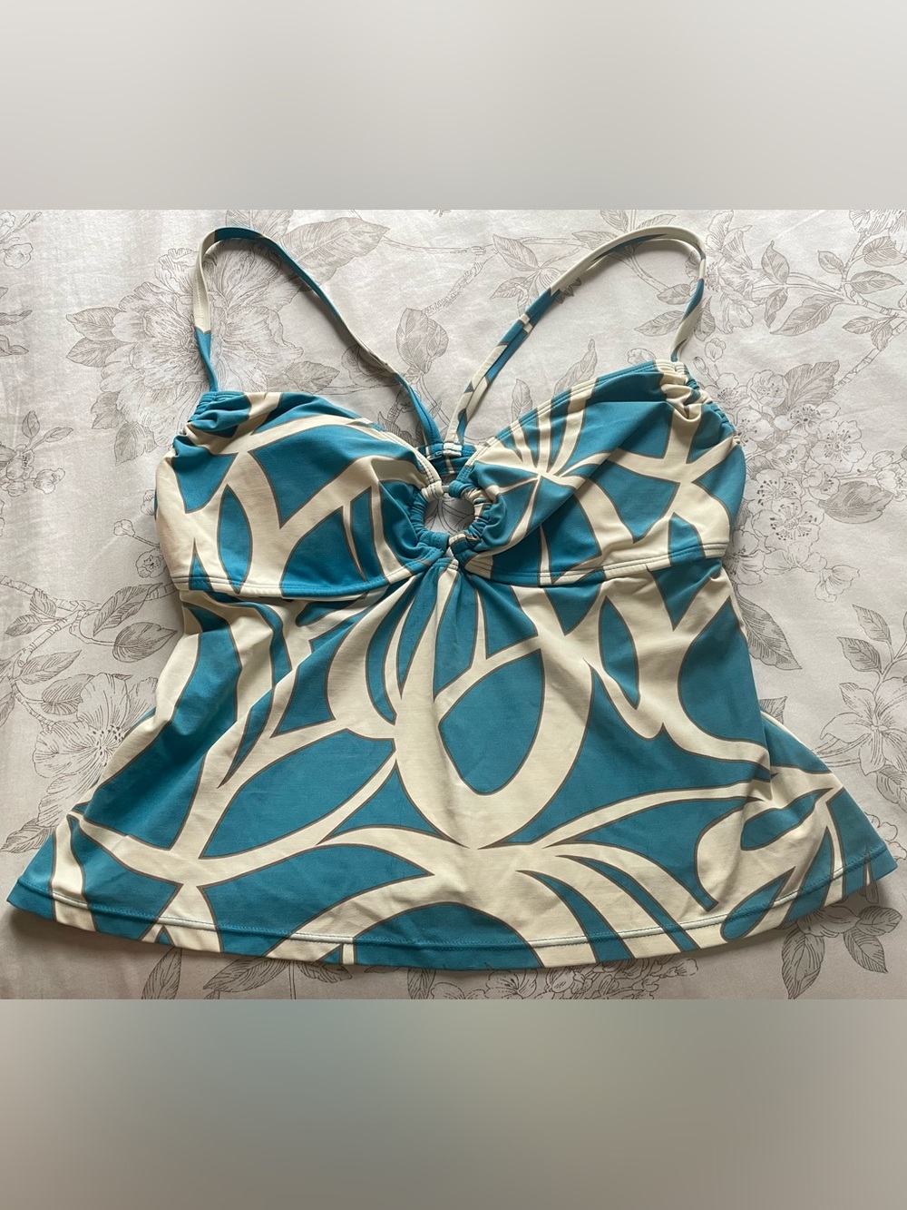 Y2K Teal O-Ring Tankini Crop Top 12 Tropical Vacation Coconut Girl Summer Beach